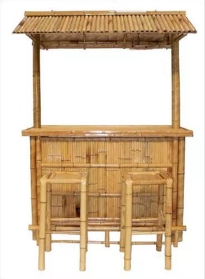 Bambu Tiki Bar Set dengan atap bambu untuk halaman belakang & taman Bar furnitur untuk hiburan luar ruangan