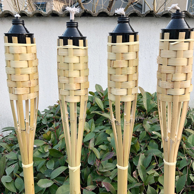 Dekorasi Taman Pesta Luau Obor Flaming Bambu Dengan Tabung Minyak Logam