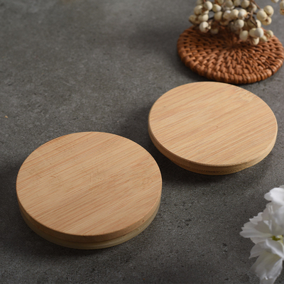 Guci Mason Mulut Biasa 70mm Tutup Guci Bambu Dengan Lubang Jerami Tutup Guci yang Dapat Digunakan Kembali