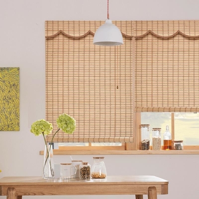 Tirai Jendela Siang Hari Warna-warni Rol Bambu Lipit Sun Shade Untuk Rumah Kantor Hotel