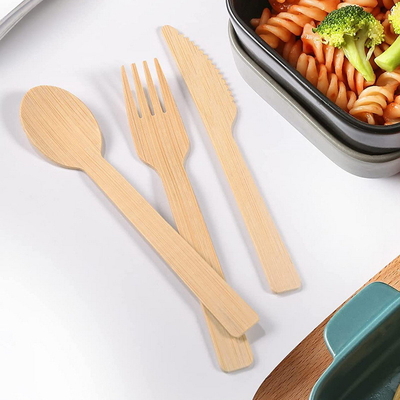 Sendok Garpu Bahan Baku Bambu Ramah Lingkungan Set Peralatan Makan Pisau Garpu Sendok