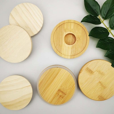 Parfum Lilin Botol Tutup Bambu Jar Tutup Logo Laser Untuk Gelas Plastik Gelas