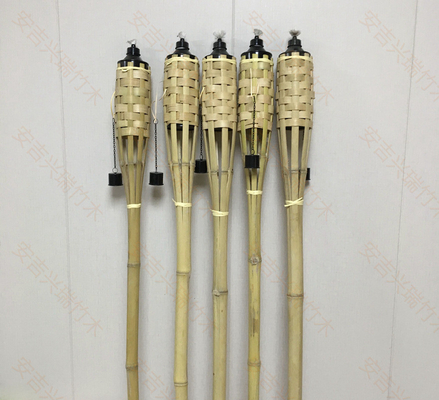 Dekorasi Taman Pesta Luau Obor Flaming Bambu Dengan Tabung Minyak Logam