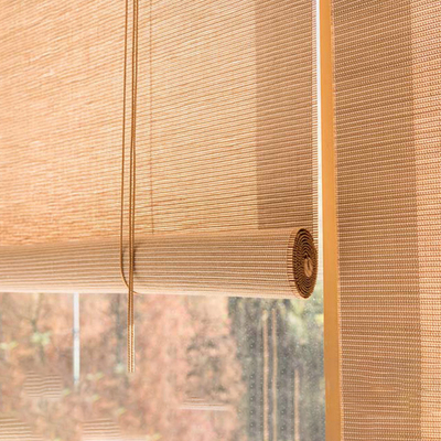 Tirai Jendela Siang Hari Warna-warni Rol Bambu Lipit Sun Shade Untuk Rumah Kantor Hotel
