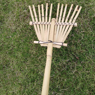9 Tine 120cm Bamboo Rake Buatan Tangan Ramah Lingkungan Garden Rakes Garu