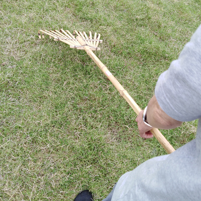 11 Tine 145cm Bamboo Rake Handmade Rustless Garden Rakes Garu